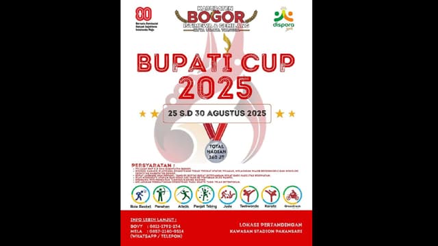 EVENT SELANJUTNYA: Bupati Cup 2025 Gelar 8 Cabang Olahraga, Total Hadiah Rp260 Juta